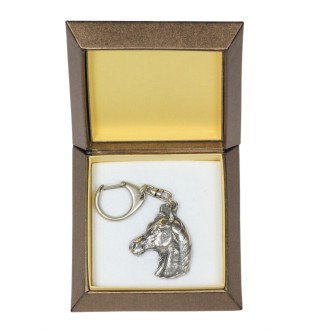 Australian Stock Horse Silver-plated keychain with a horse in a gift box, handbag ornament, backpack pendant by Art-Dog