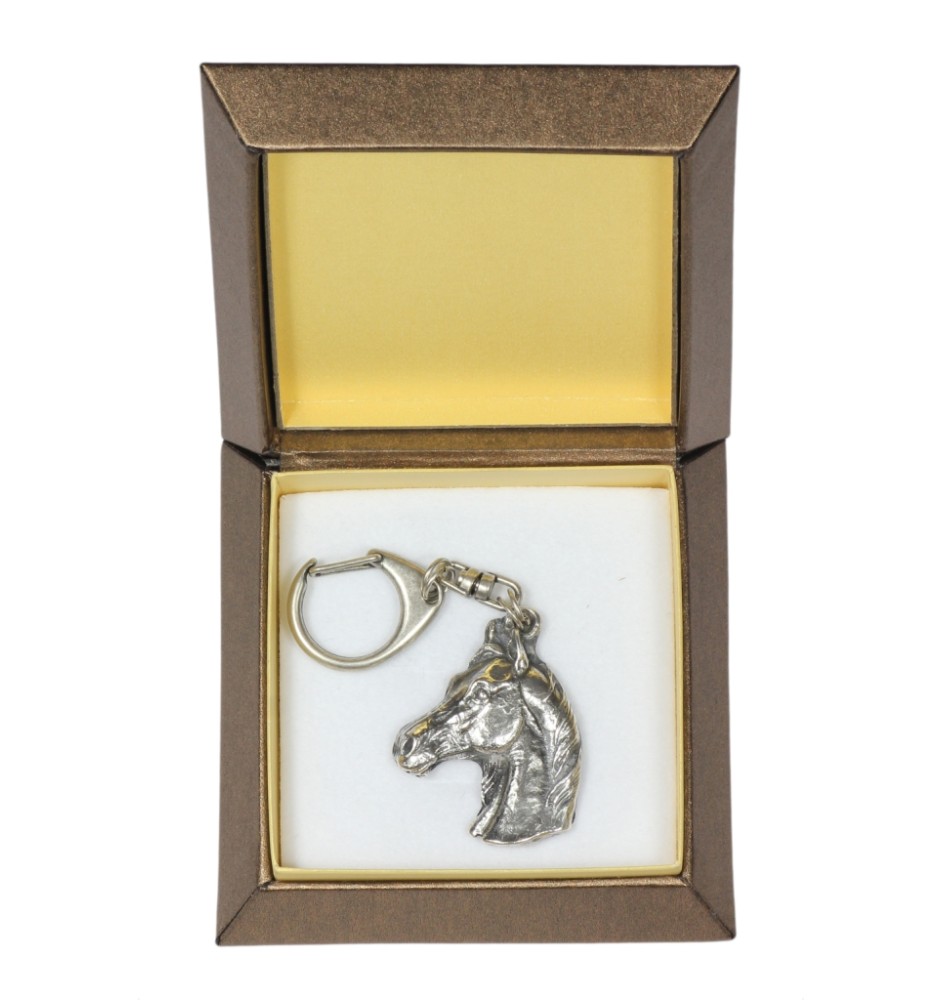 Cheval d'élevage australien - porte-clés argenté avec un cheval dans une boîte cadeau, décoration de sac à main, pendentif pour sac à dos de la marque Art-Dog