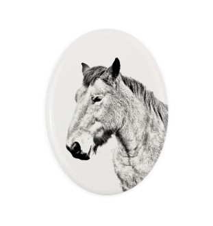 Ardenner Pferd - Gedenktafel mit einem Pferdefoto, Grabplatte mit Druck, personalisierte ovale Platte von Art-Dog.