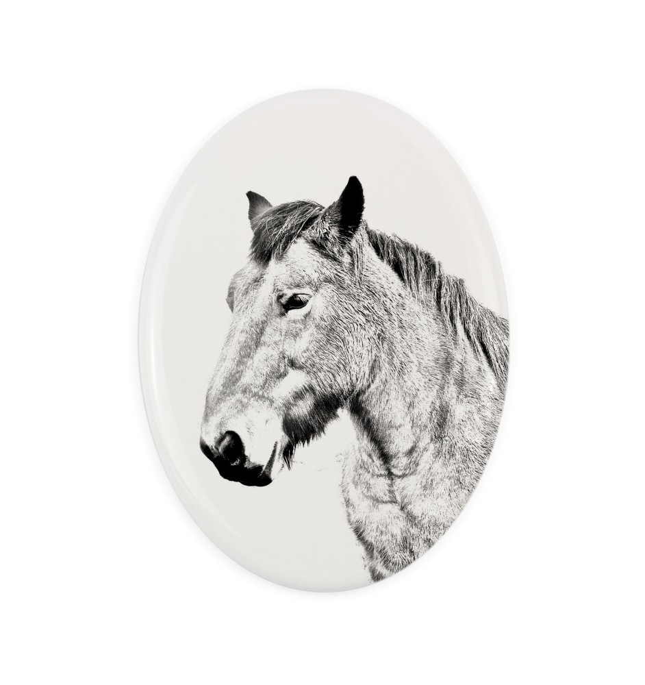 Ardennes Horse - commemorative plaque with a photo of a horse, tombstone plaque with a print, personalized oval plaque by Art-Dog brand