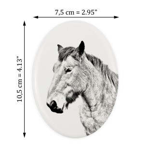 Cheval des Ardennes - une plaque commémorative avec une photo de cheval, une plaque funéraire avec une impression, une plaque ovale personnalisée de la marque Art-Dog