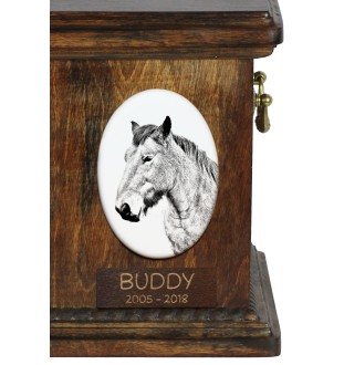 Ardenner Pferd - Gedenktafel mit einem Pferdefoto, Grabplatte mit Druck, personalisierte ovale Platte von Art-Dog.