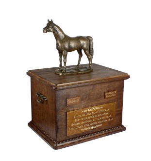 Australian Stock Horse - urn for horse ashes with a statuette, personalized urn with engraving, large box for horse ashes from the Art-Dog brand