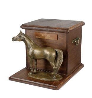 Australian Stock Horse - urn for horse ashes with a statuette, personalized urn with engraving, large box for horse ashes from the Art-Dog brand