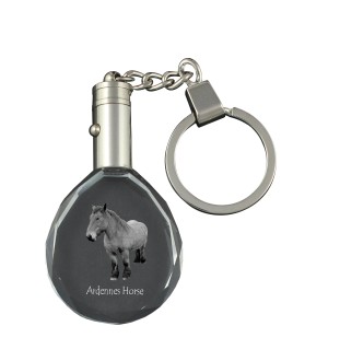 Cheval des Ardennes - pendant with a picture of a horse, crystal key ring in a gift box, unique gift by Art-Dog brand