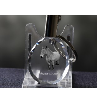 Cheval des Ardennes - pendant with a picture of a horse, crystal key ring in a gift box, unique gift by Art-Dog brand
