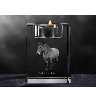 Ardennes Horse - Candle holder with picture of a horse, crystal tealight holder, personalised gift by Art-Dog brand