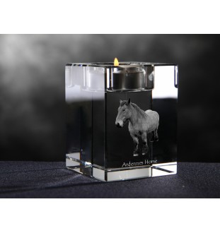 Ardennes Horse - Candle holder with picture of a horse, crystal tealight holder, personalised gift by Art-Dog brand