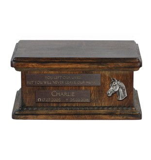 Cheval d'élevage australien - urne en bois pour les cendres de cheval, urne personnalisée avec gravure, petite urne pour les cendres de cheval de la marque Art-Dog