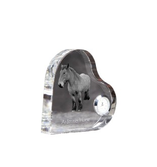 Cheval des Ardennes - horloge en cristal avec une photo de cheval, horloge de table en forme de cœur, horloge debout personnalisée de la marque Art-Dog