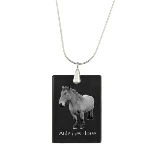 Ardenner Pferd - Crystal pendant with horse, silver necklace with photo, personalised pendant by Art-Dog brand