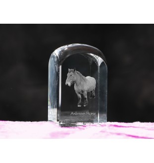 Ardenner Pferd - Kristallwürfel mit Bild, Pferdebild im Kristall, sechseckiger Papierclip der Marke Art-Dog