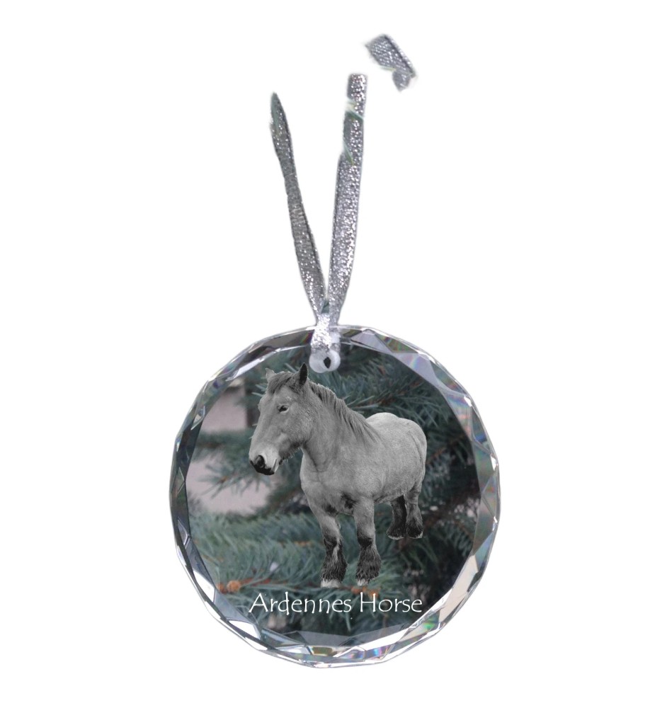 Ardennes Horse - crystal bauble with a photo, horse photo in crystal, personalized Christmas tree ornament by Art-Dog brand
