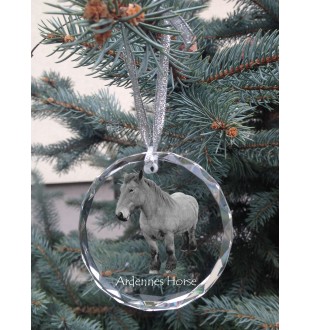 Cheval des Ardennes - boule de Noël en cristal avec une photo, photo de cheval dans le cristal, décoration personnalisée pour sapin de Noël de la marque Art-Dog