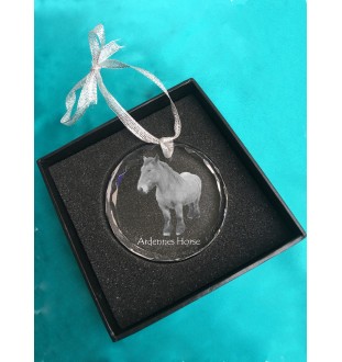Cheval des Ardennes - boule de Noël en cristal avec une photo, photo de cheval dans le cristal, décoration personnalisée pour sapin de Noël de la marque Art-Dog