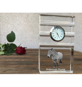 Cheval des Ardennes - horloge en verre avec photo, photo de cheval dans un cristal, horloge de bureau personnalisée de la marque Art-Dog
