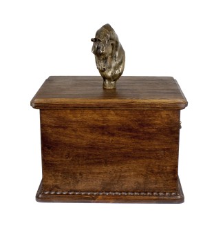 Koń czystej krwi arabskiej urna na drewnie z statuetką zimnego brązu Art-Dog