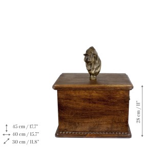 Koń czystej krwi arabskiej urna na drewnie z statuetką zimnego brązu Art-Dog