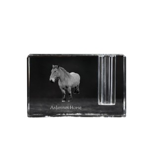 Ardennes Horse - Pen stand, crystal organiser with picture of a horse, unique desk decoration by Art-Dog brand