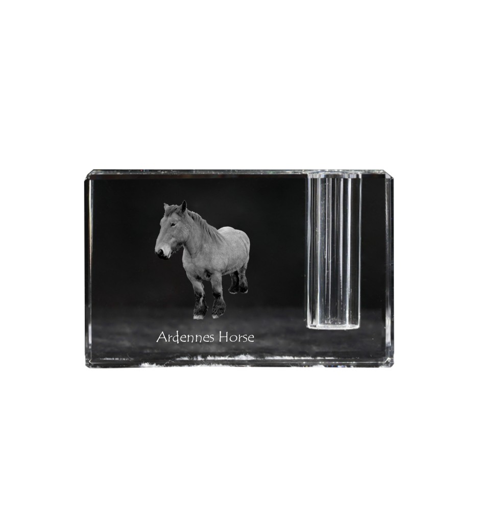 Ardennes Horse - Pen stand, crystal organiser with picture of a horse, unique desk decoration by Art-Dog brand