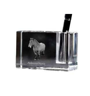 Ardennes Horse - Pen stand, crystal organiser with picture of a horse, unique desk decoration by Art-Dog brand