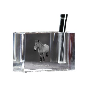 Ardennes Horse - Pen stand, crystal organiser with picture of a horse, unique desk decoration by Art-Dog brand