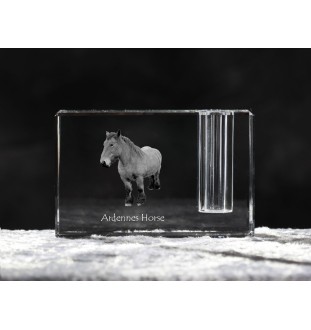 Cheval des Ardennes - Porte-stylos, organiseur en cristal avec image d'un cheval, décoration de bureau unique par la marque Art-Dog