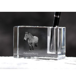 Ardennes Horse - Pen stand, crystal organiser with picture of a horse, unique desk decoration by Art-Dog brand