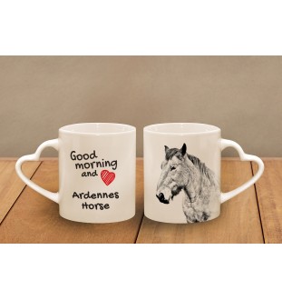 Ardennes Horse - cup with a dog, adorable cup with a heart-shaped handle, universal gift from the Art-Dog brand