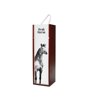 Cheval arabe - boîte à vin avec un cheval, boîte à alcool avec une illustration, boîte cadeau personnalisée de la marque Art-Dog