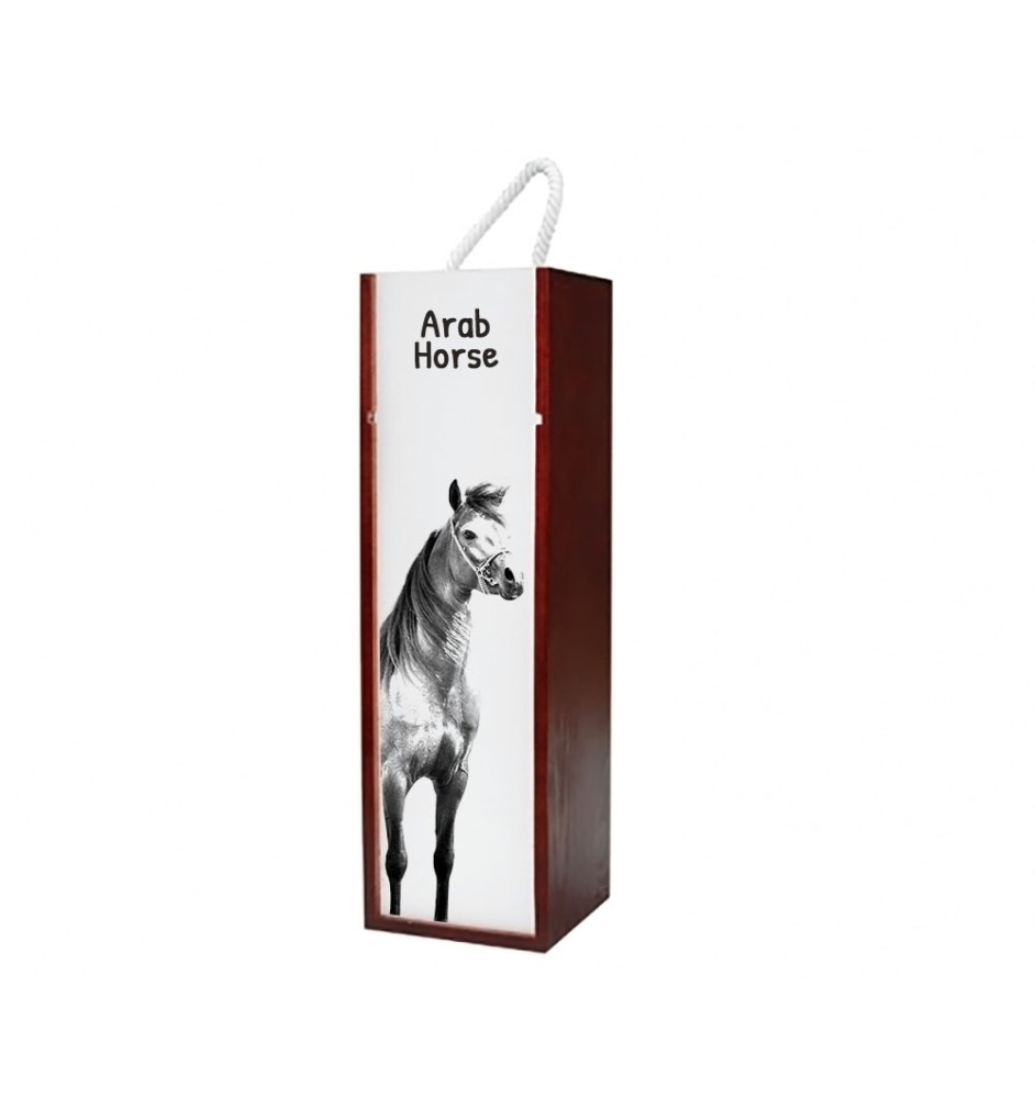 Cheval arabe - boîte à vin avec un cheval, boîte à alcool avec une illustration, boîte cadeau personnalisée de la marque Art-Dog