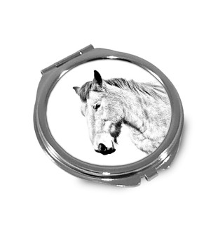 Ardenner Pferd - Taschenspiegel mit Pferd, personalisierter Taschenspiegel, kompakter Spiegel mit Art-Dog-Logo