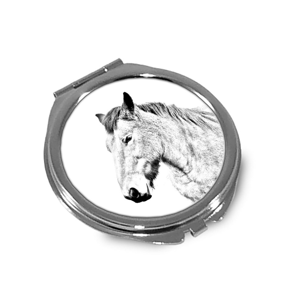 Cheval des Ardennes - miroir de poche avec cheval, miroir personnalisé pour sac à main, miroir compact avec impression de la marque Art-Dog