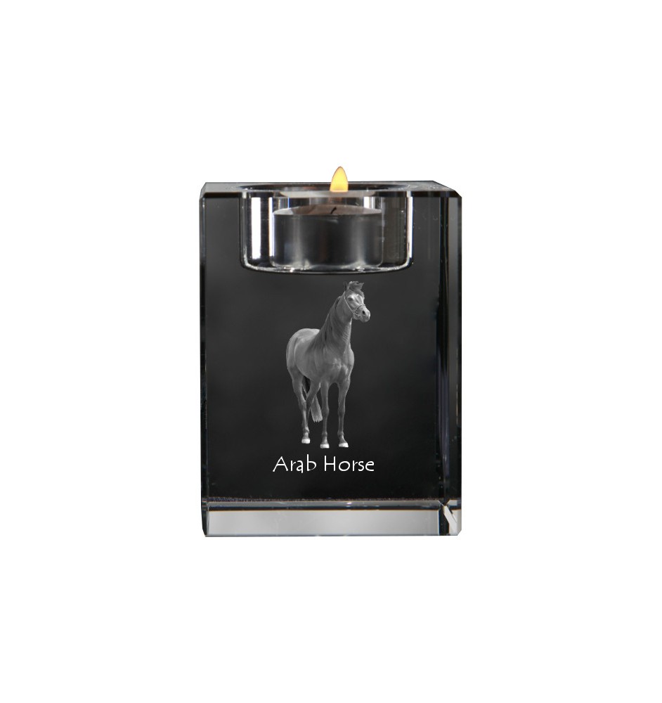 Arab Horse - Candle holder with picture of a horse, crystal tealight holder, personalised gift by Art-Dog brand