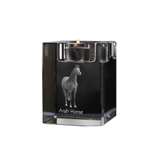 Arabisches Pferd - Kerzenhalter mit Bild eines Pferdes, Teelichthalter aus Kristall, personalisiertes Geschenk der Marke Art-Dog
