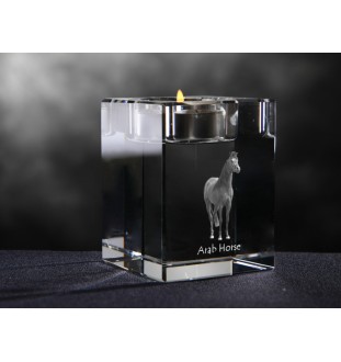 Arab Horse - Candle holder with picture of a horse, crystal tealight holder, personalised gift by Art-Dog brand
