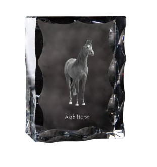 Cheval arabe - Kristall mit einem Pferdebild, Glasstatuette mit einem Bild, einzigartiger Bilderrahmen der Marke Art-Dog