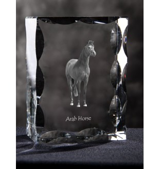 Cheval arabe - Kristall mit einem Pferdebild, Glasstatuette mit einem Bild, einzigartiger Bilderrahmen der Marke Art-Dog