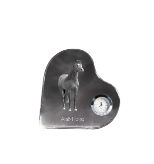 Cheval arabe - horloge en cristal avec une photo de cheval, horloge de table en forme de cœur, horloge debout personnalisée de la marque Art-Dog