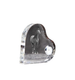 Arab Horse - crystal clock with a picture of a horse, heart-shaped shelf clock, personalized standing clock by Art-Dog brand