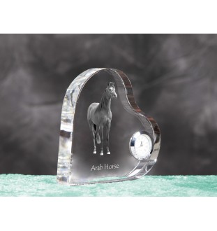 Arab Horse - crystal clock with a picture of a horse, heart-shaped shelf clock, personalized standing clock by Art-Dog brand
