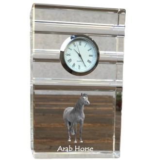 Arab Horse - glass clock with a photo, photo of a horse in crystal, personalized standing office clock by Art-Dog brand