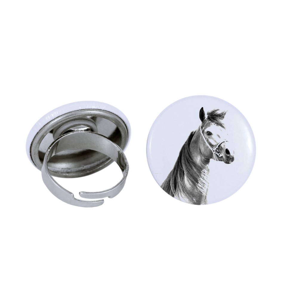 Cheval arabe - Bague de collection avec l'image d'un cheval, produit fait à la main, marque Art-Dog