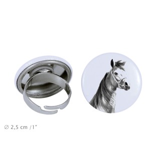 Cheval arabe - Bague de collection avec l'image d'un cheval, produit fait à la main, marque Art-Dog