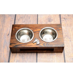 Australian Stock Horse - wooden stand with bowls for a dog, steel dog bowls, a gift for adopting a dog from the Art-Dog brand