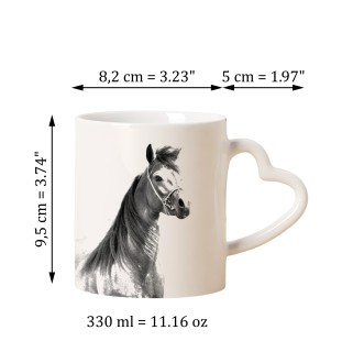 Arabisches Pferd - Tasse mit Hund, entzückende Tasse mit herzförmigem Henkel, universelles Geschenk der Marke Art-Dog