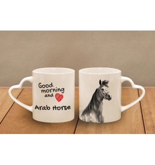 Arabisches Pferd - Tasse mit Hund, entzückende Tasse mit herzförmigem Henkel, universelles Geschenk der Marke Art-Dog