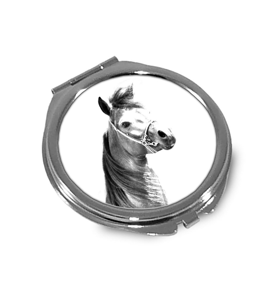 Arabisches Pferd - Taschenspiegel mit Pferd, personalisierter Taschenspiegel, kompakter Spiegel mit Art-Dog-Logo