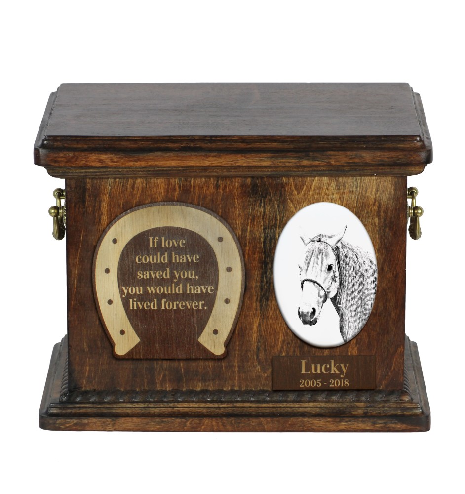 Aztekenpferd - Eine Urne für die Asche eines Pferdes, eine Urne für ein Pferd mit Foto, personalisierte Tierasche-Box von Art-Dog.