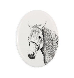 Aztekenpferd - Gedenktafel mit einem Pferdefoto, Grabplatte mit Druck, personalisierte ovale Platte von Art-Dog.